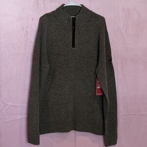 Sherpa Merino Wool Kangtega Quarter Zip Sweater in Tamur River Olive size XL